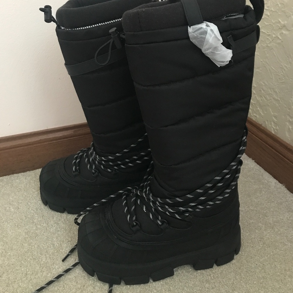 Zara Black Quilted Winter Snow Boots